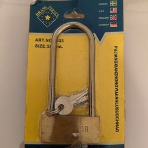 Padlock, brass, with 2 keys, sold as is